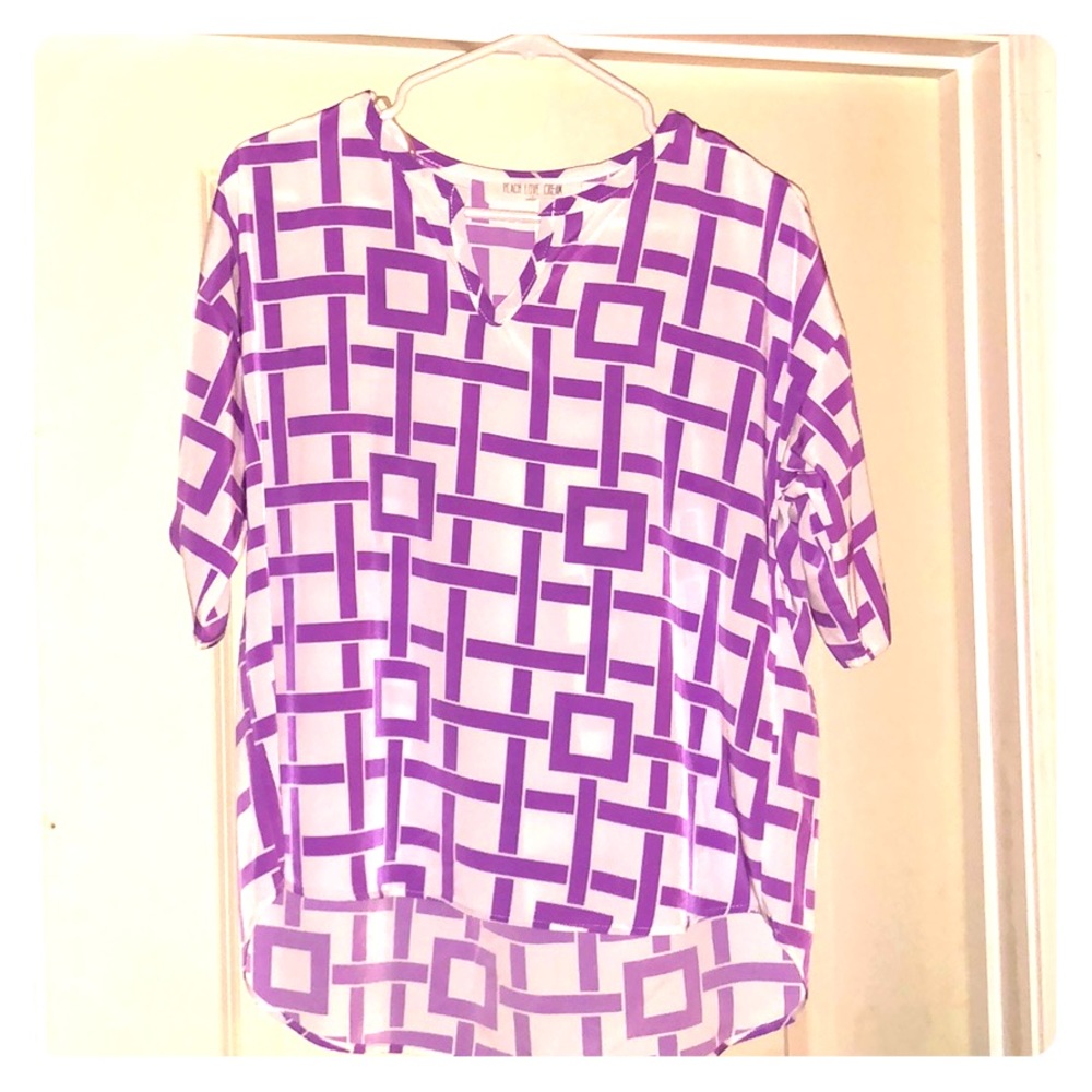 Purple and white blouse